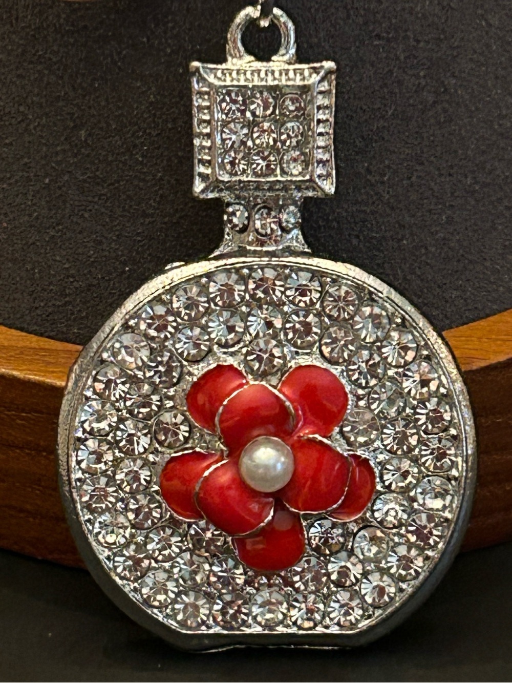 Colorful Enamel Flower Faux Pearl Bag Charm Keychain w/Crystal Accents NWT - Picture 5 of 14